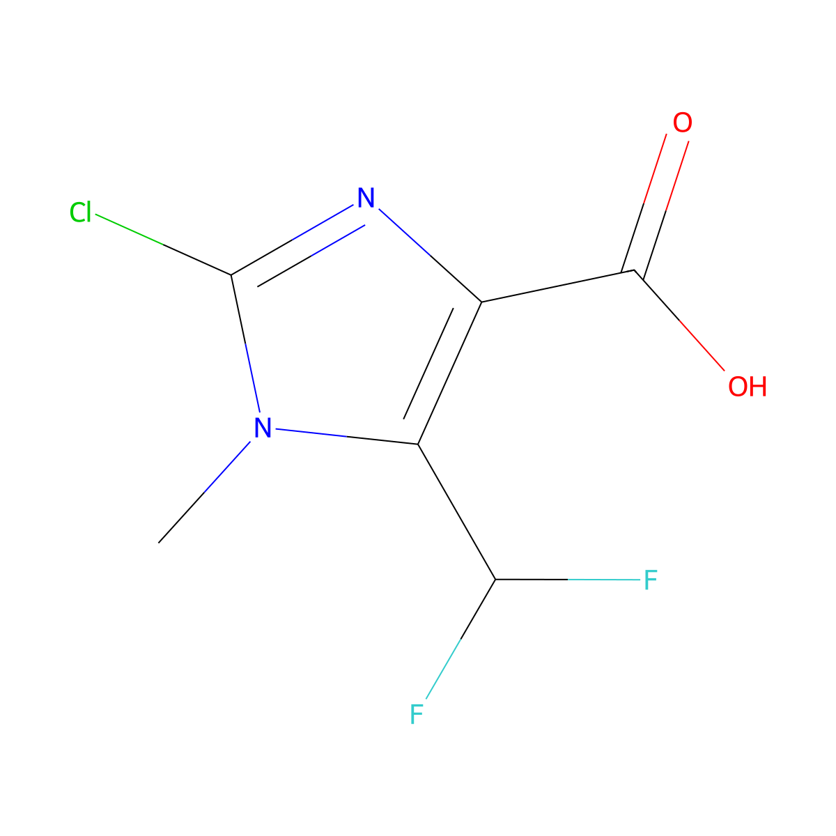 2-Chloro-5-(difluoromethyl)-1-methyl-1H-imidazole-4-carboxylic acid molecular structure, CAS 2091774-99-9