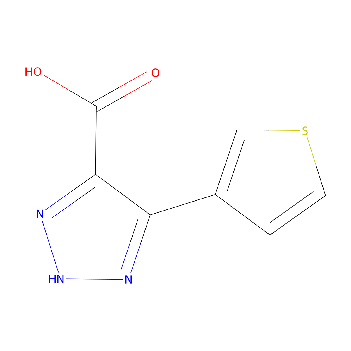 4-(thiophen-3-yl)-1H-1,2,3-triazole-5-carboxylic acid molecular structure, CAS 2091775-74-3