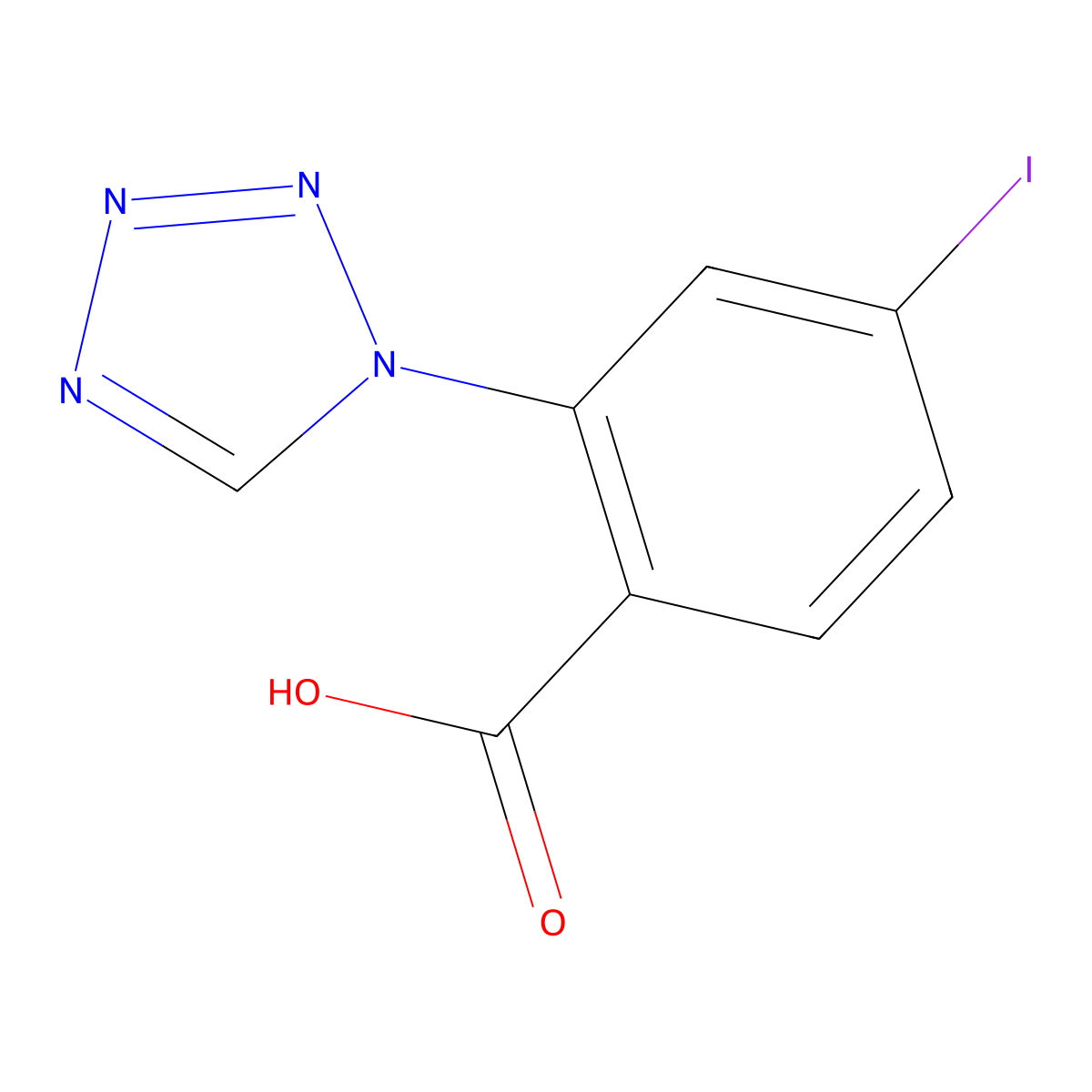 4-iodo-2-(1H-1,2,3,4-tetrazol-1-yl)benzoic acid molecular structure, CAS 2091778-39-9