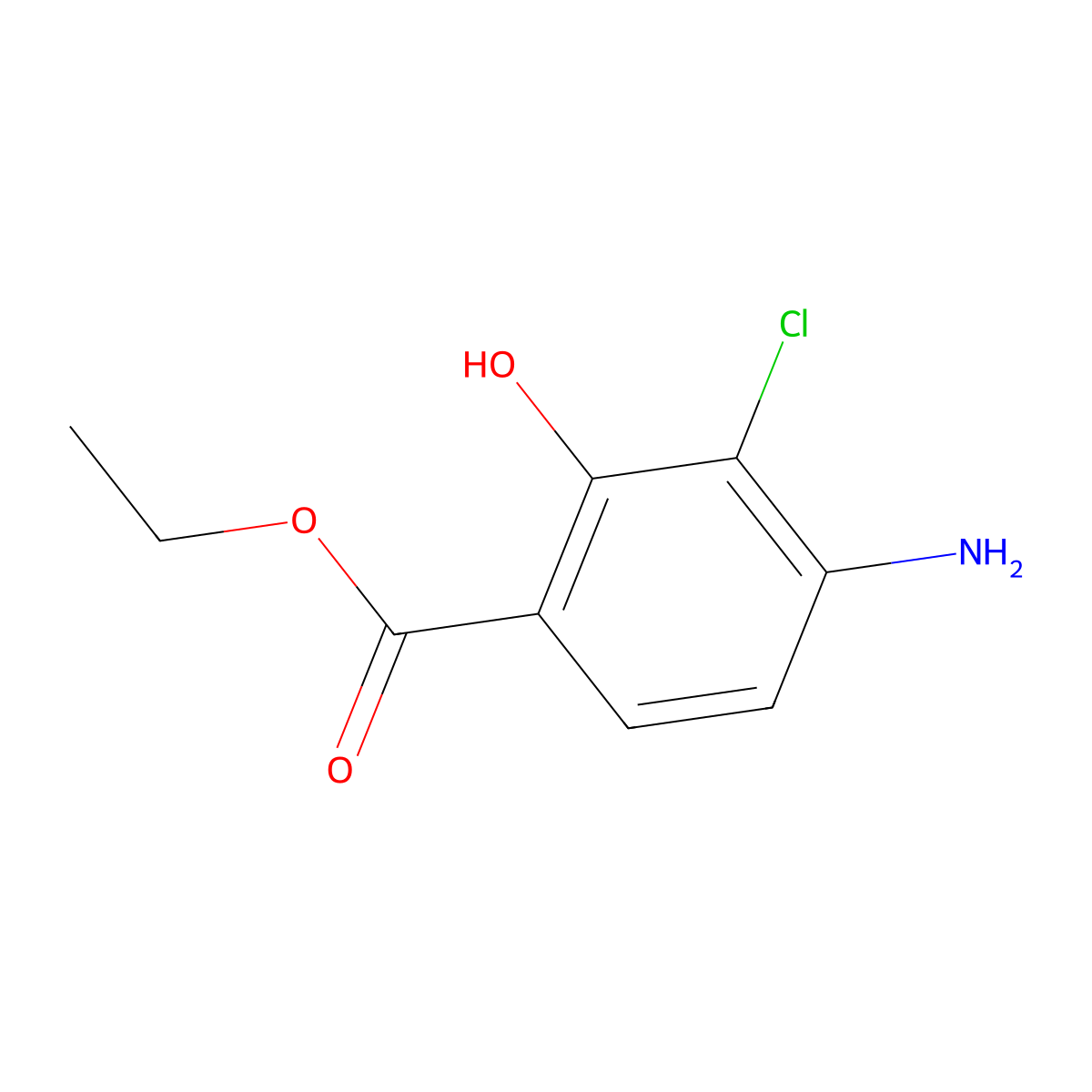 Ethyl 4-amino-3-chloro-2-hydroxybenzoate molecular structure, CAS 2091781-02-9