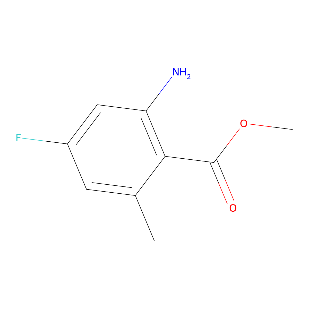 Methyl 2-amino-4-fluoro-6-methylbenzoate molecular structure, CAS 2091781-95-0