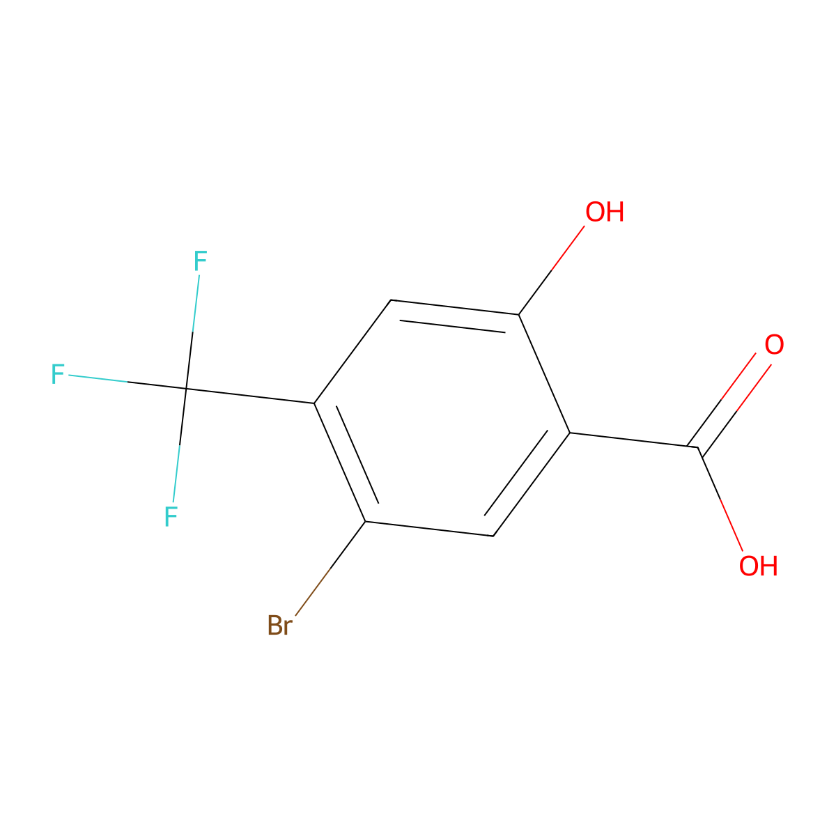 5-Bromo-2-hydroxy-4-trifluoromethyl-benzoic acid molecular structure, CAS 2091783-56-9