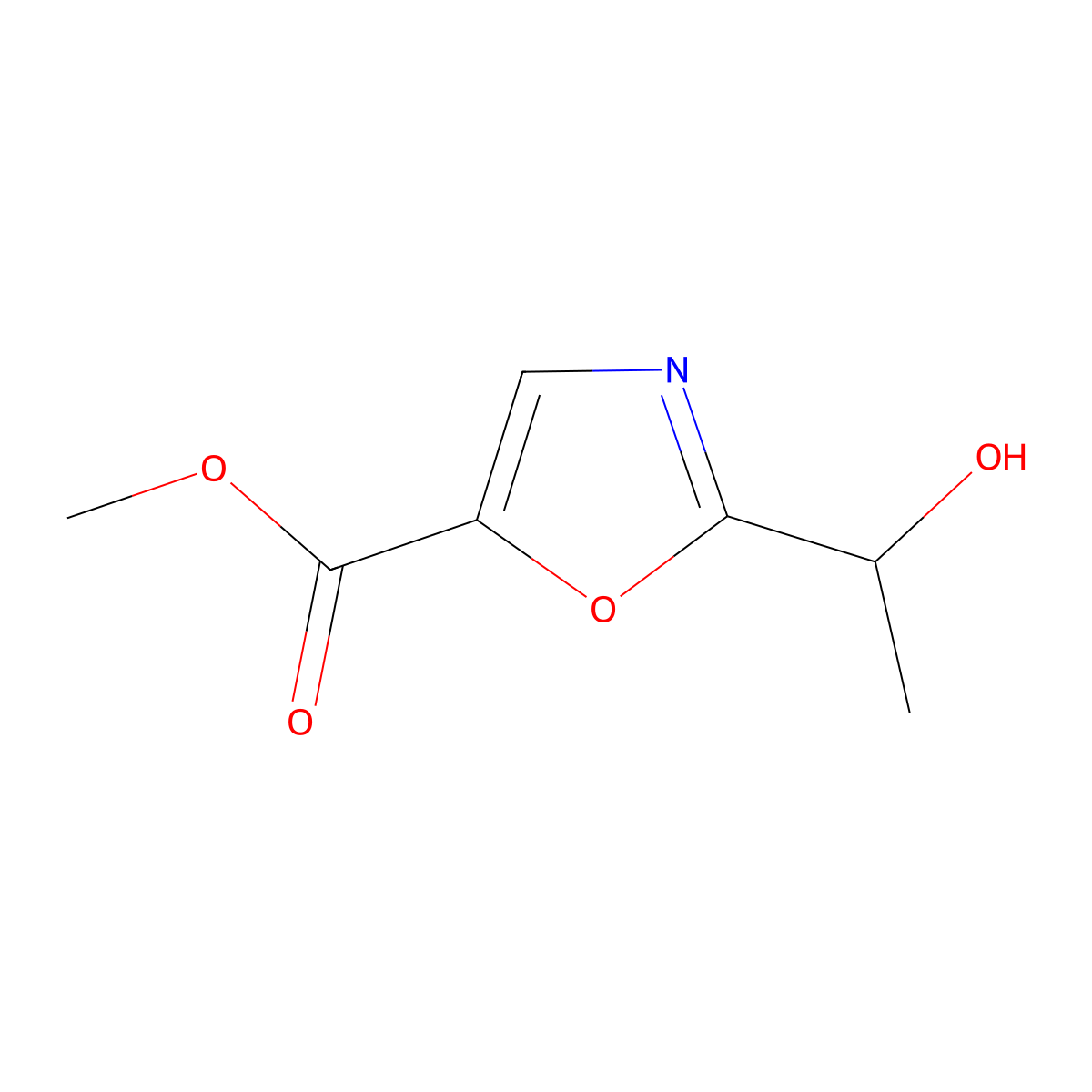 Methyl 2-(1-hydroxyethyl)oxazole-5-carboxylate molecular structure, CAS 2091784-27-7