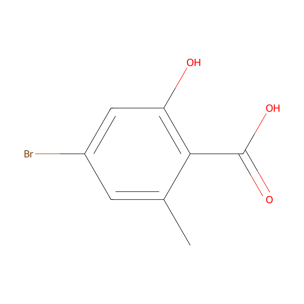4-Bromo-2-hydroxy-6-methylbenzoic acid molecular structure, CAS 2091785-59-8