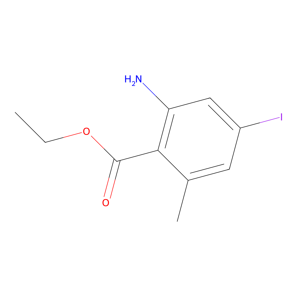 Ethyl 2-amino-4-iodo-6-methylbenzoate molecular structure, CAS 2091788-22-4