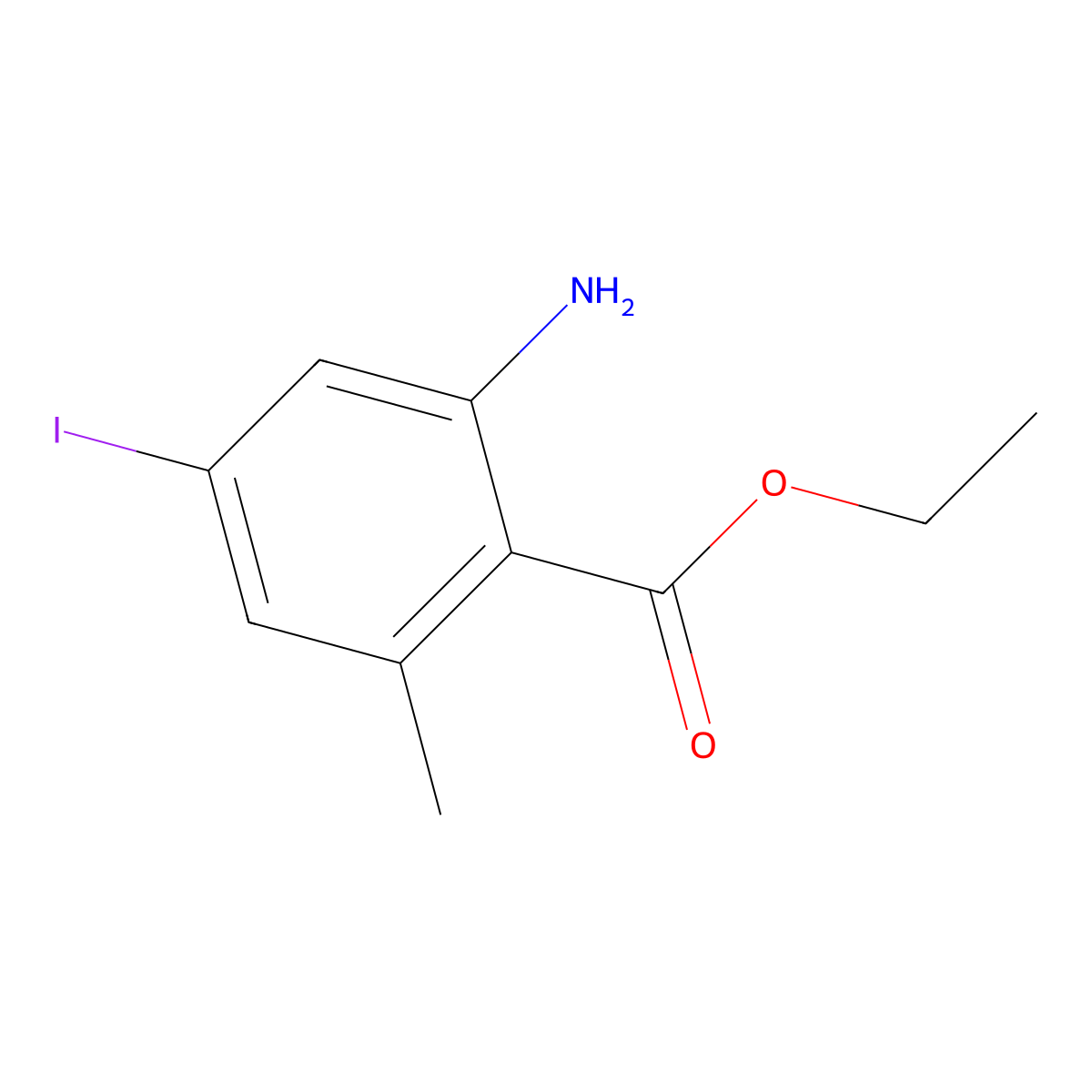 Ethyl 2-amino-4-iodo-6-methylbenzoate molecular structure, CAS 2091788-22-4