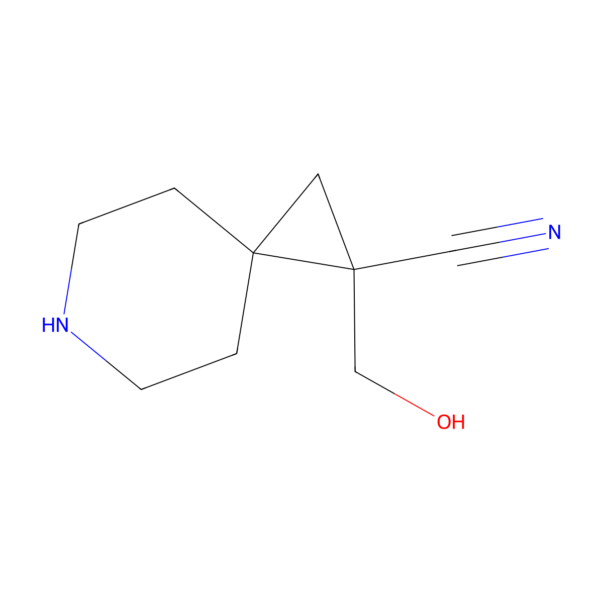 1-(Hydroxymethyl)-6-azaspiro[2.5]octane-1-carbonitrile molecular structure, CAS 2091790-29-1