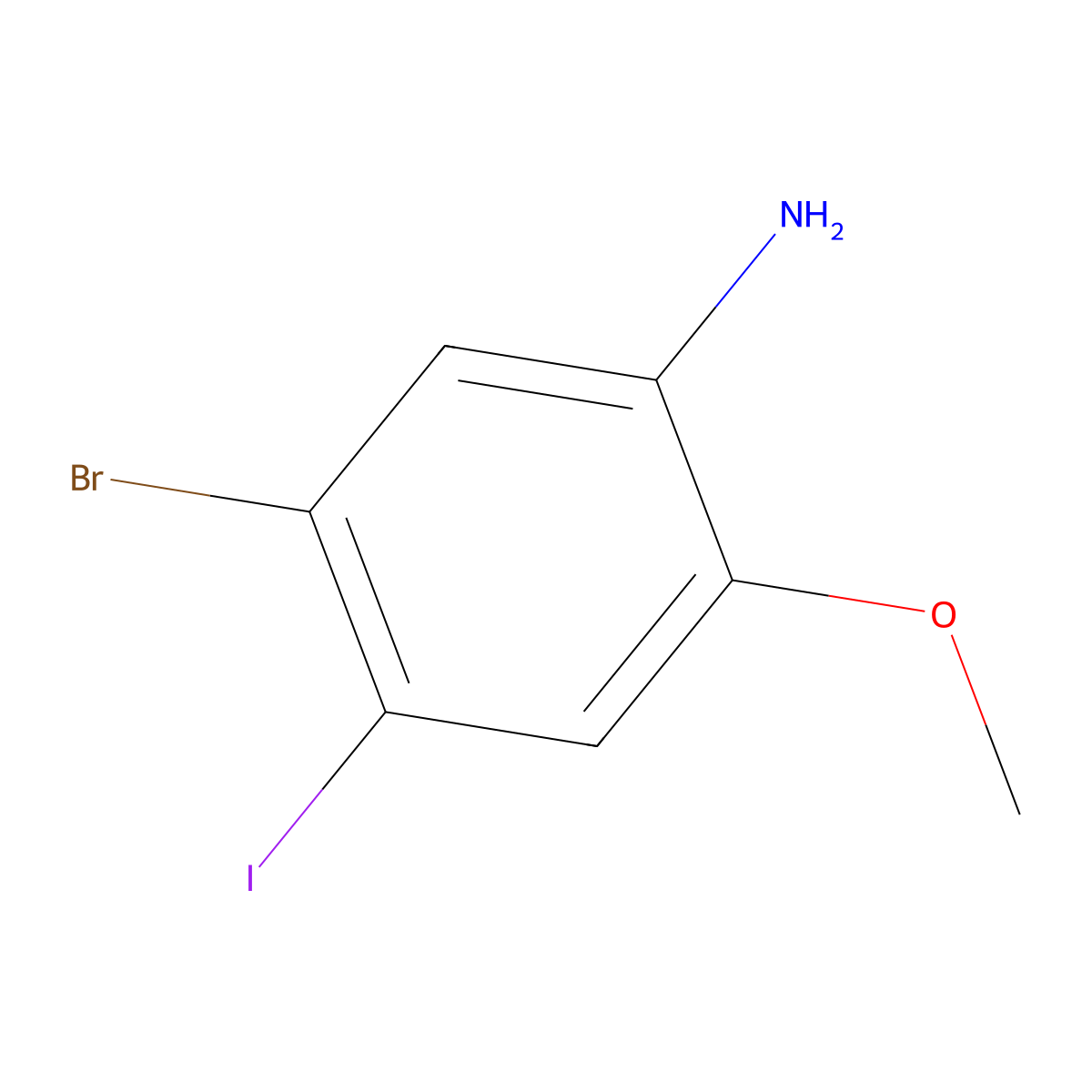 5-Bromo-4-iodo-2-methoxyaniline molecular structure, CAS 2091791-00-1