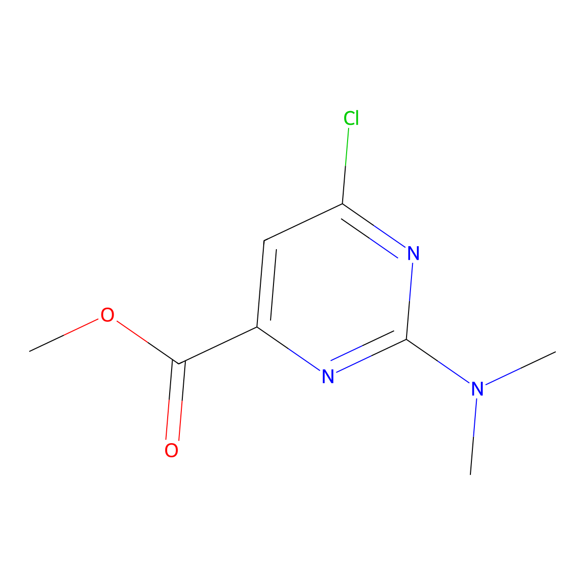 Methyl 6-chloro-2-(dimethylamino)pyrimidine-4-carboxylate molecular structure, CAS 2091792-36-6