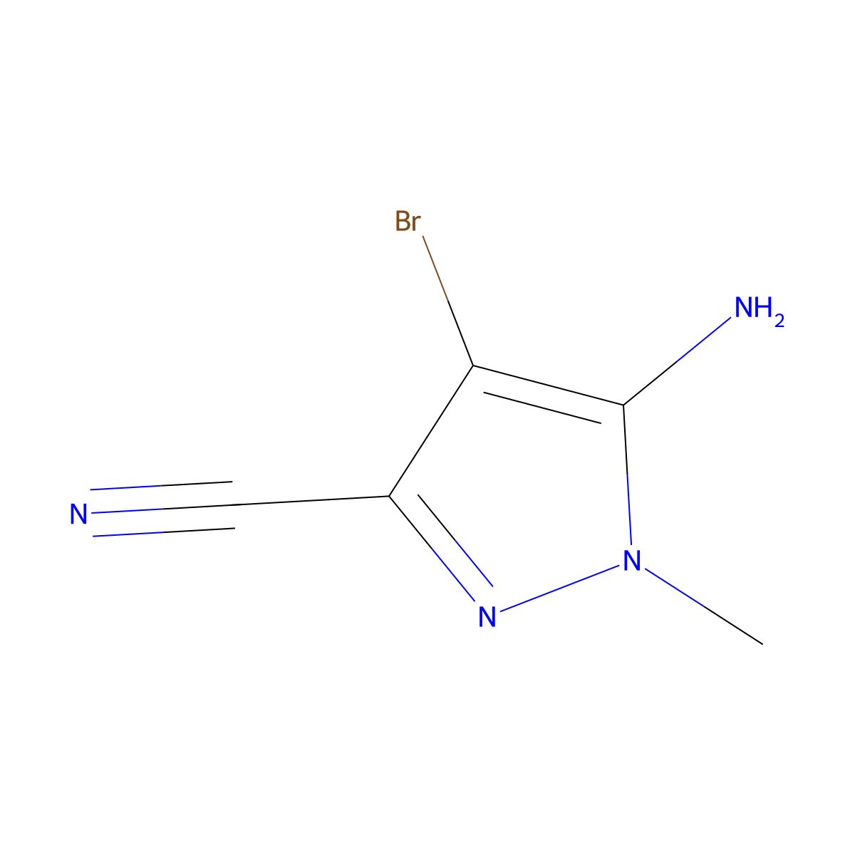 5-Amino-4-bromo-1-methyl-1H-pyrazole-3-carbonitrile molecular structure, CAS 2091804-52-1