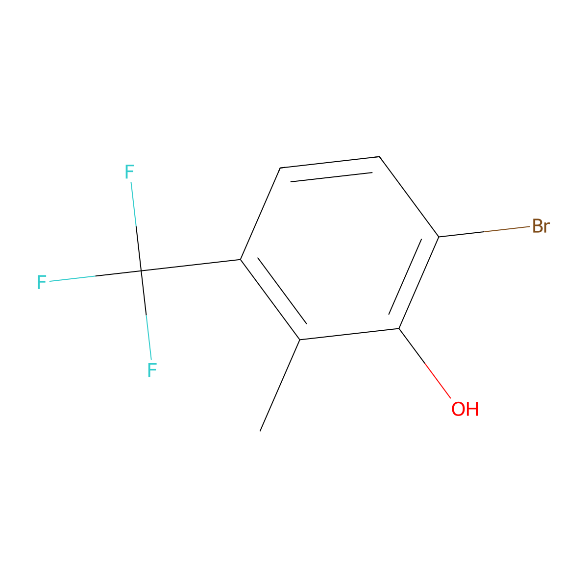 6-Bromo-2-methyl-3-(trifluoromethyl)phenol molecular structure, CAS 2091805-80-8