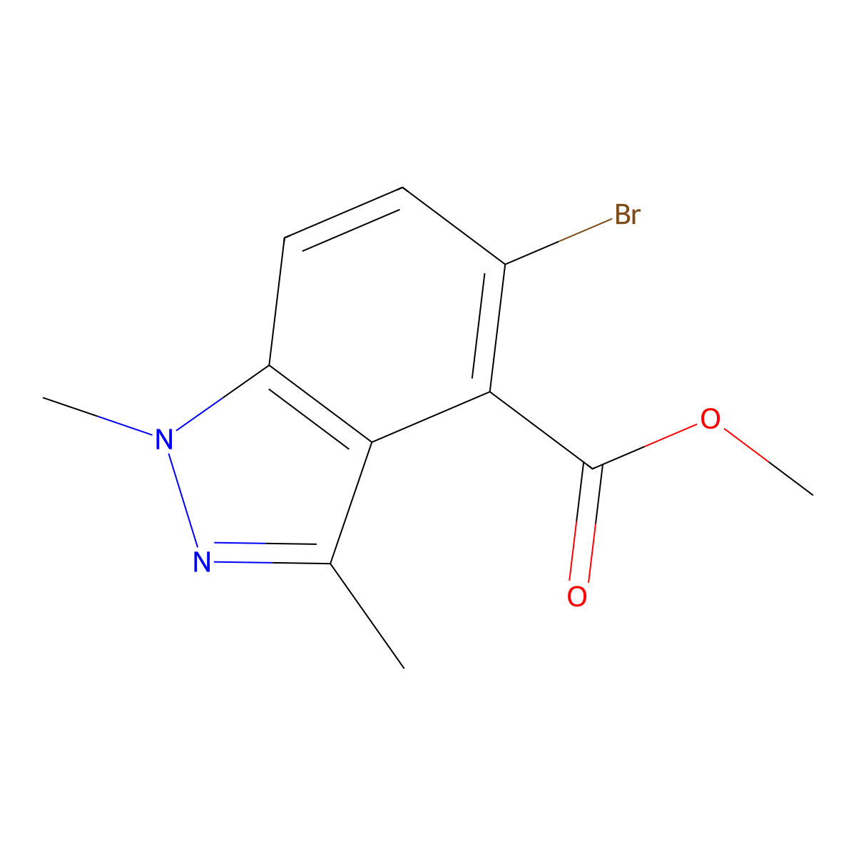 Methyl 5-bromo-1,3-dimethyl-1H-indazole-4-carboxylate molecular structure, CAS 2091806-96-9