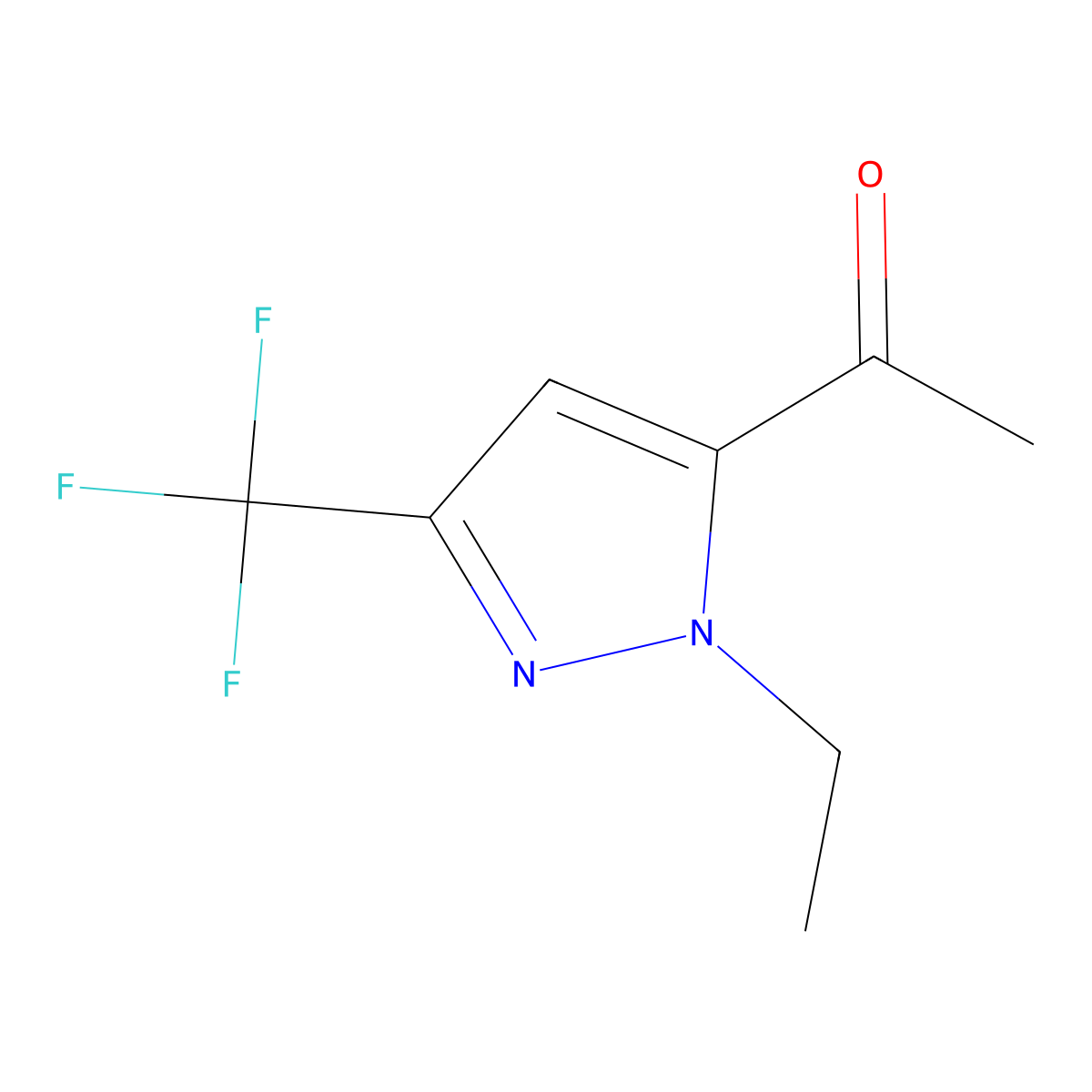 1-[1-Ethyl-3-(trifluoromethyl)-1H-pyrazol-5-yl]ethan-1-one molecular structure, CAS 2091820-36-7