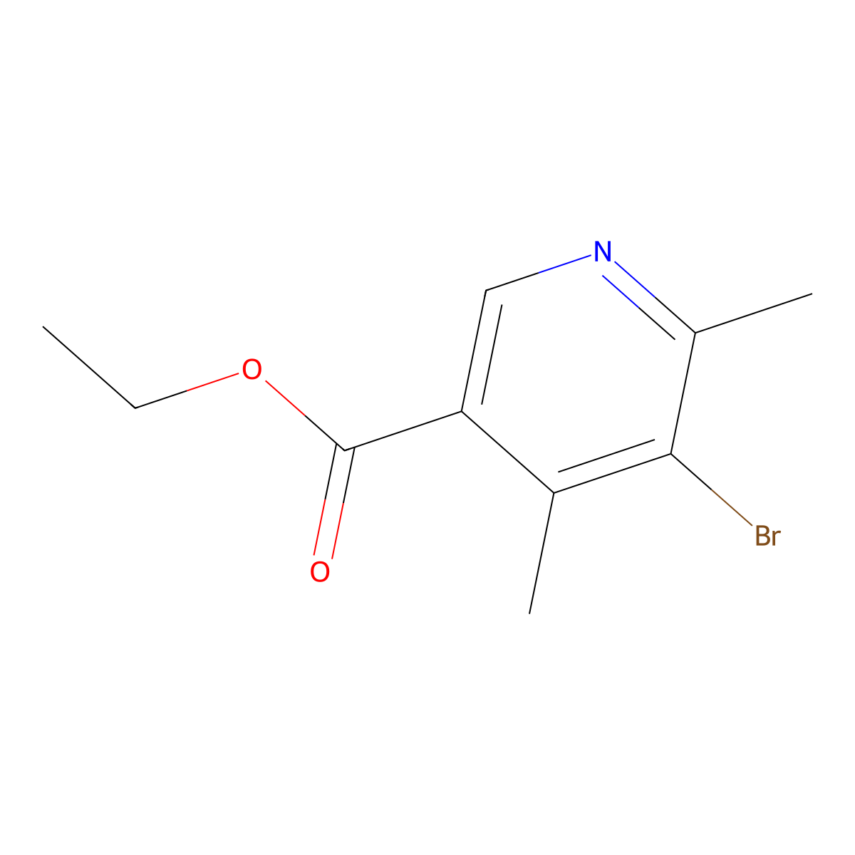 Ethyl 5-bromo-4,6-dimethylnicotinate molecular structure, CAS 2091829-77-3