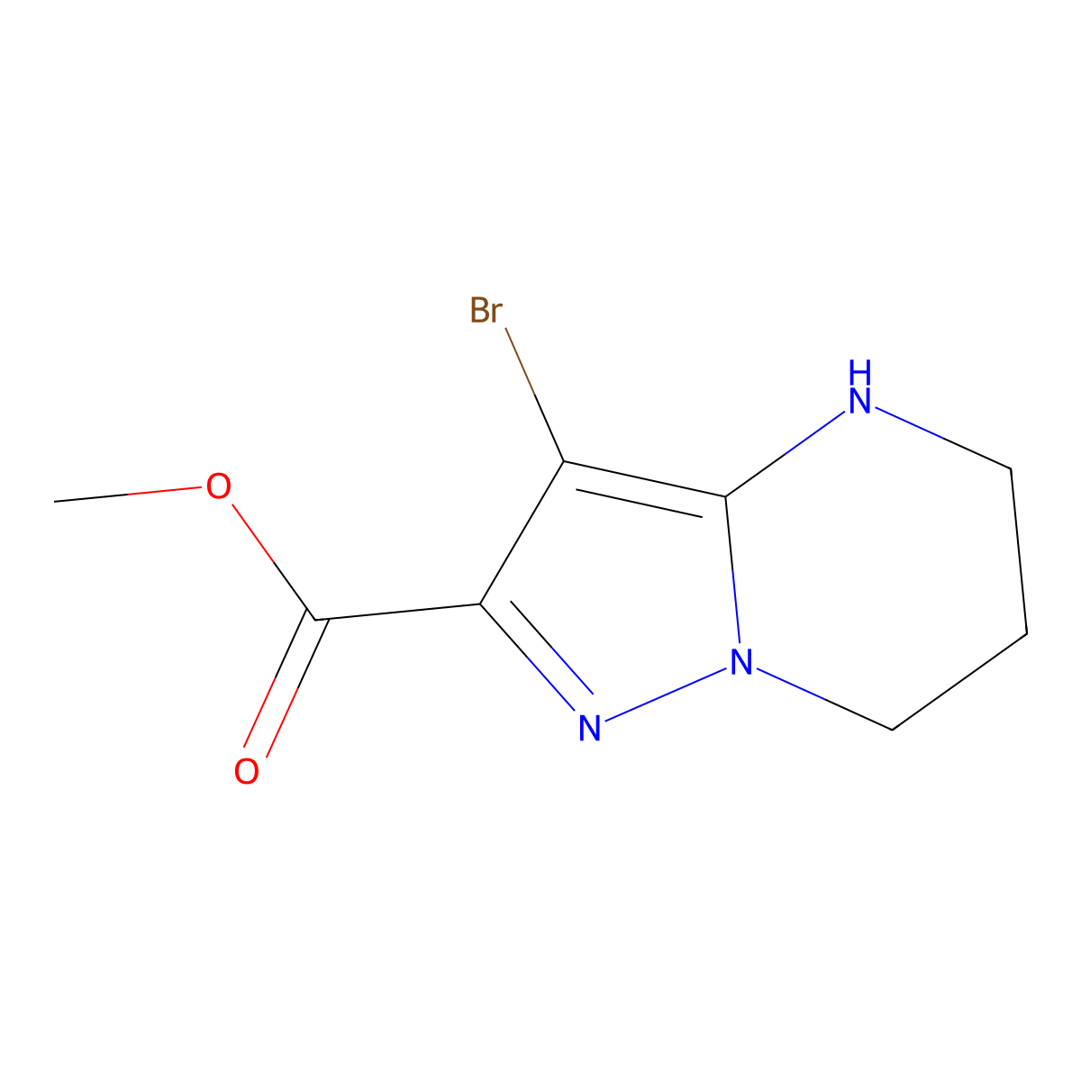 methyl 3-bromo-4H,5H,6H,7H-pyrazolo[1,5-a]pyrimidine-2-carboxylate molecular structure, CAS 2091830-91-8