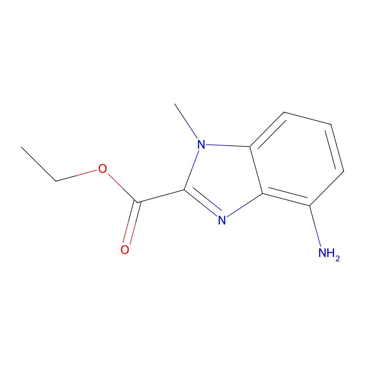 Ethyl 4-amino-1-methyl-benzimidazole-2-carboxylate molecular structure, CAS 2091836-84-7