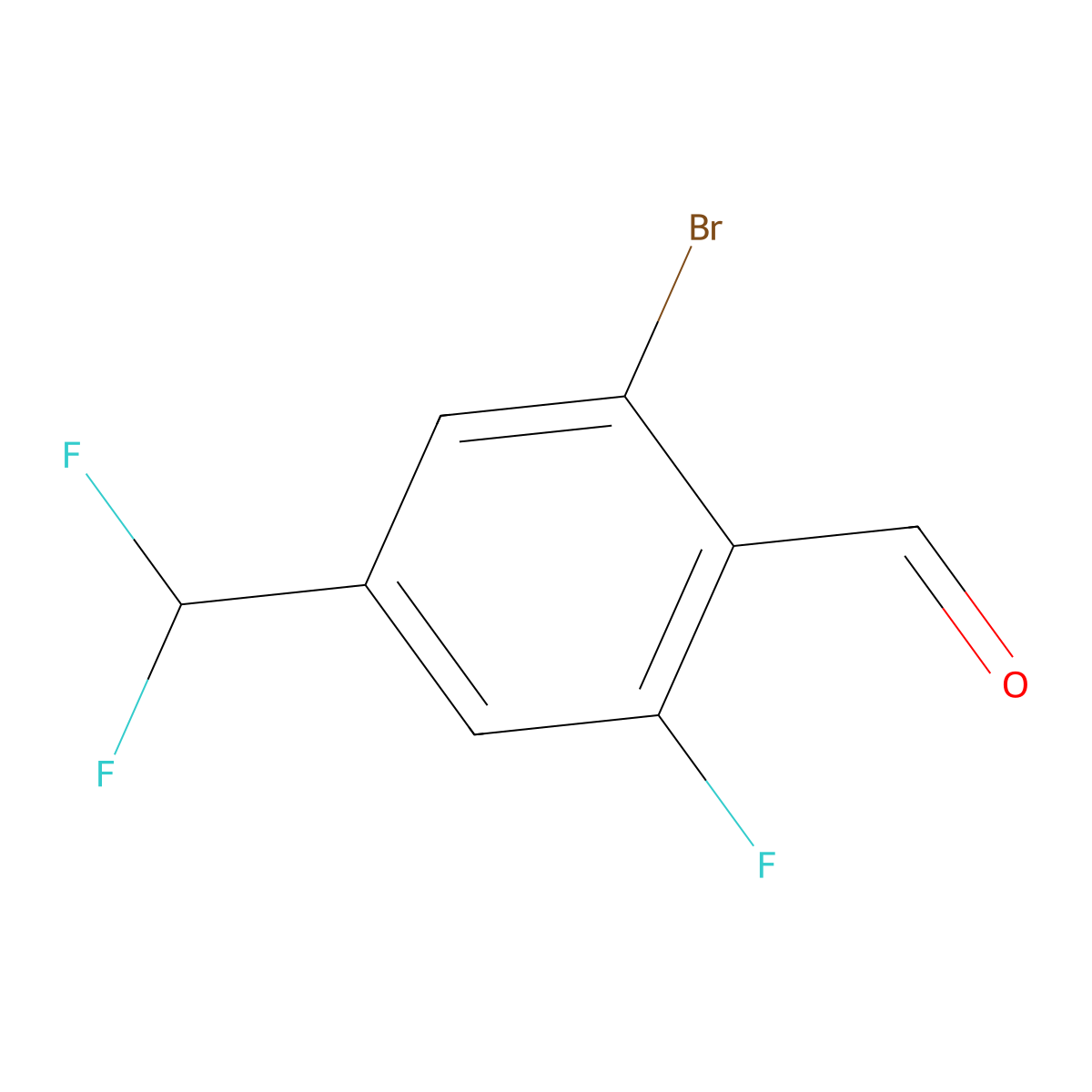 2-Bromo-4-(difluoromethyl)-6-fluorobenzaldehyde molecular structure, CAS 2091844-11-8