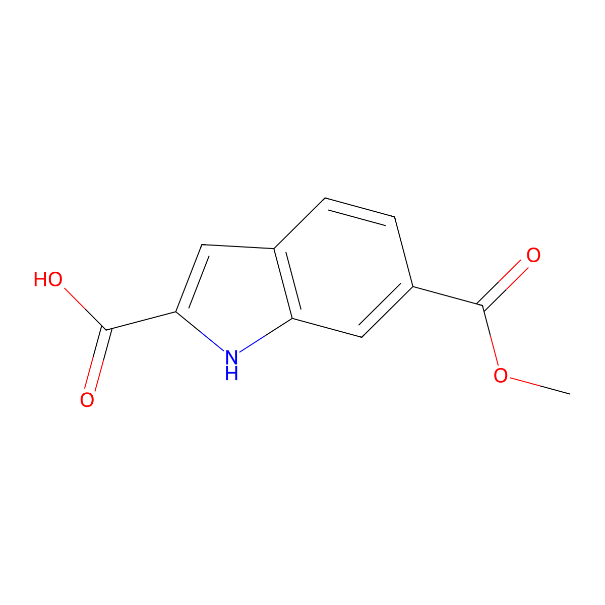 6-(methoxycarbonyl)-1H-indole-2-carboxylic acid molecular structure, CAS 2091844-37-8