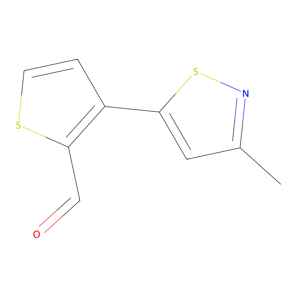 3-(3-Methyl-1,2-thiazol-5-yl)thiophene-2-carbaldehyde molecular structure, CAS 2091845-36-0