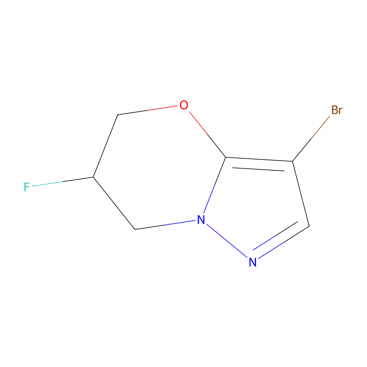3-bromo-6-fluoro-6,7-dihydro-5H-pyrazolo[5,1-b][1,3]oxazine molecular structure, CAS 2091846-33-0