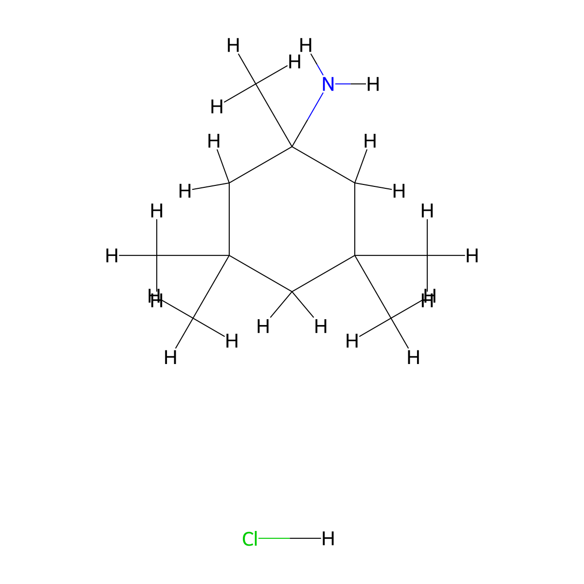 1,3,3,5,5-pentamethylcyclohexan-1-amine Hydrochloride molecular structure, CAS 209185-99-9