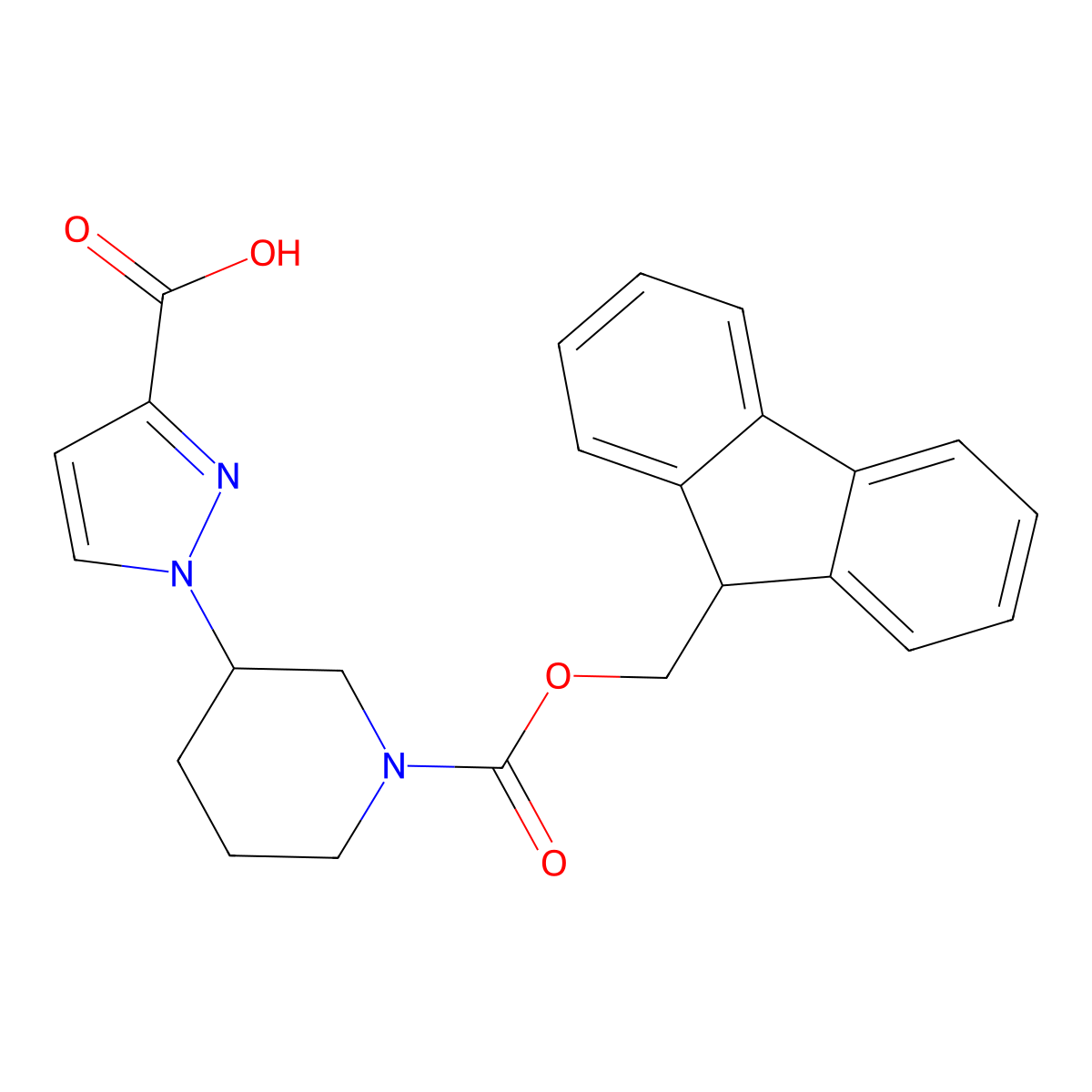 1-(1-{[(9H-fluoren-9-yl)methoxy]carbonyl}piperidin-3-yl)-1H-pyrazole-3-carboxylic acid molecular structure, CAS 2091853-19-7