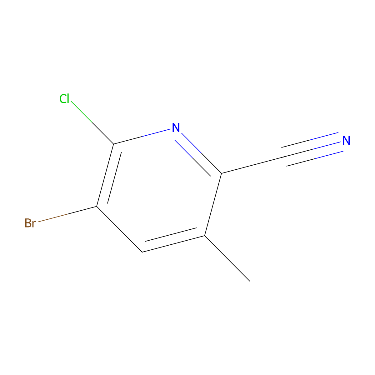 5-Bromo-6-chloro-3-methylpyridine-2-carbonitrile molecular structure, CAS 2091857-66-6