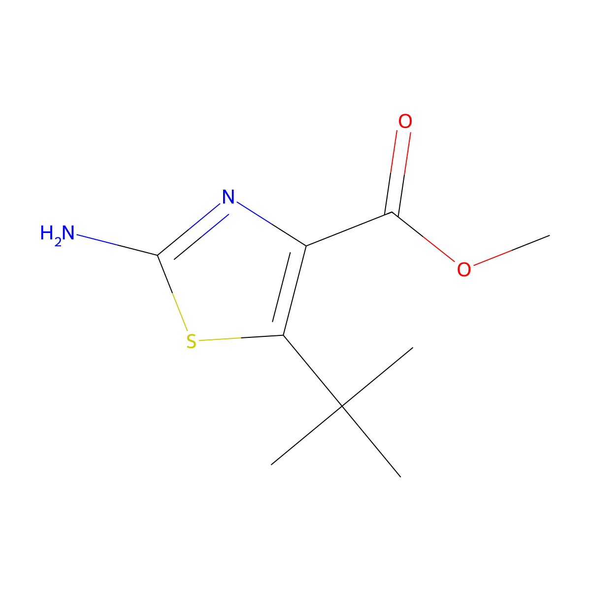 Methyl 2-amino-5-tert-butyl-1,3-thiazole-4-carboxylate molecular structure, CAS 2091858-98-7