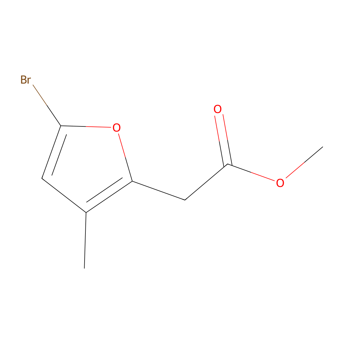 Methyl 2-(5-bromo-3-methylfuran-2-yl)acetate molecular structure, CAS 2091860-20-5
