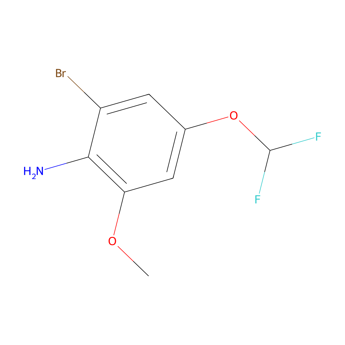 2-Bromo-4-(difluoromethoxy)-6-methoxyaniline molecular structure, CAS 2091862-62-1