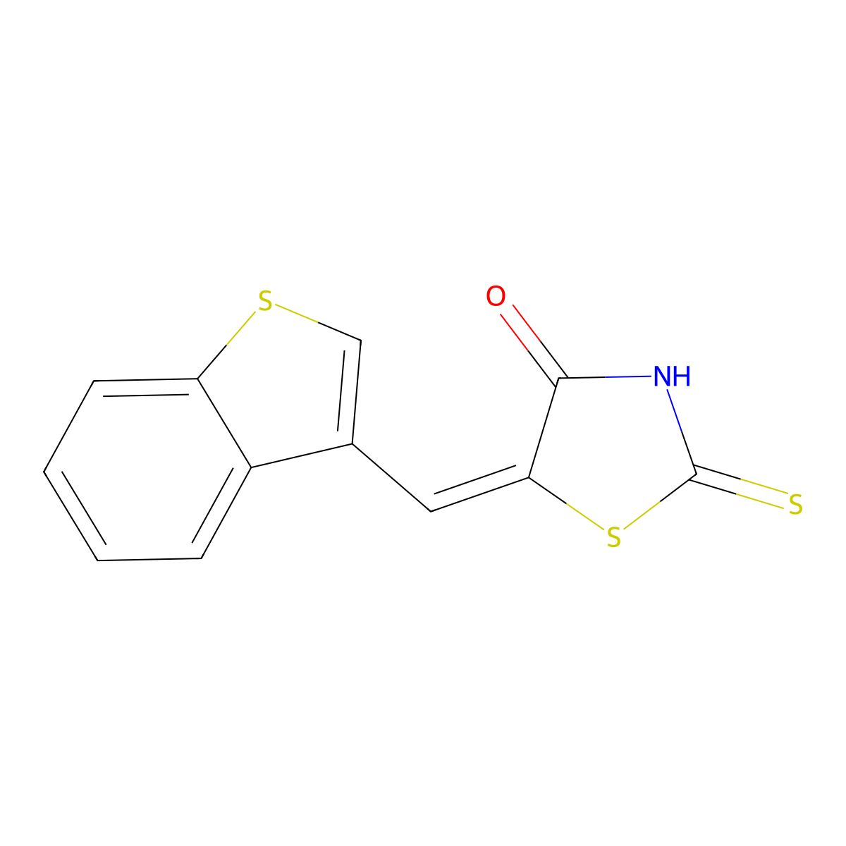 5-[(1-Benzothiophen-3-yl)methylidene]-2-sulfanylidene-1,3-thiazolidin-4-one molecular structure, CAS 2091869-98-4