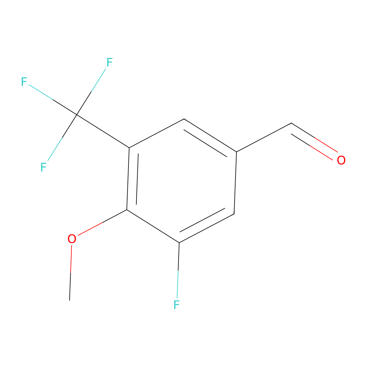 3-Fluoro-4-methoxy-3-(trifluoromethyl)benzaldehyde molecular structure, CAS 2091892-59-8