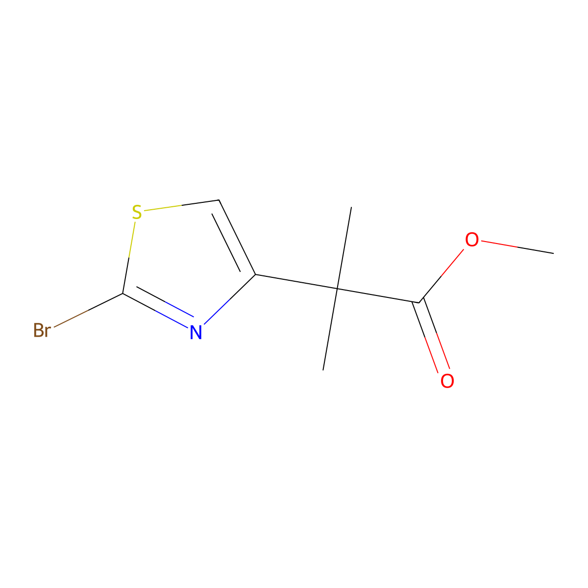 Methyl 2-(2-bromothiazol-4-yl)-2-methyl-propanoate molecular structure, CAS 2091898-80-3