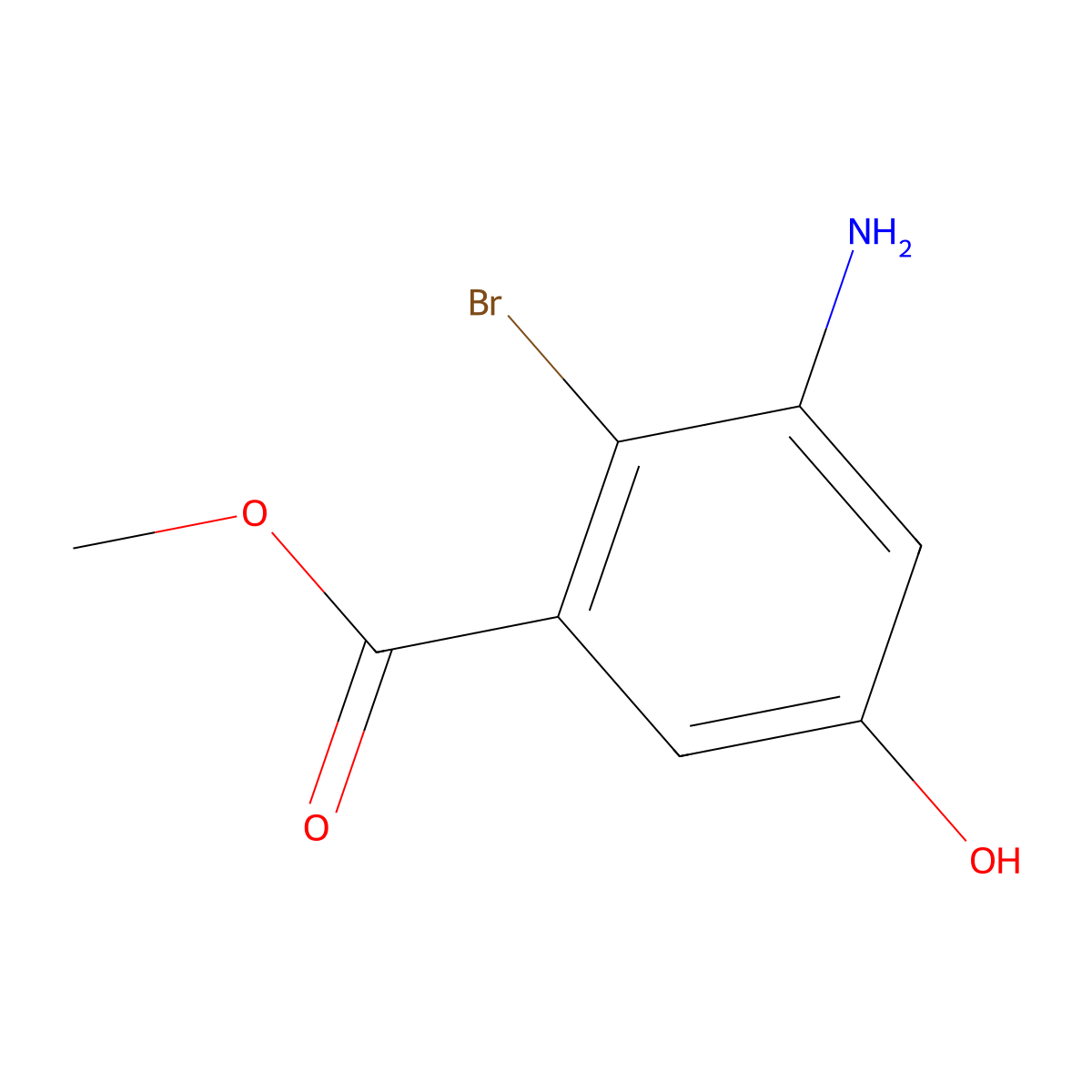 Methyl 3-amino-2-bromo-5-hydroxybenzoate molecular structure, CAS 2091905-14-3