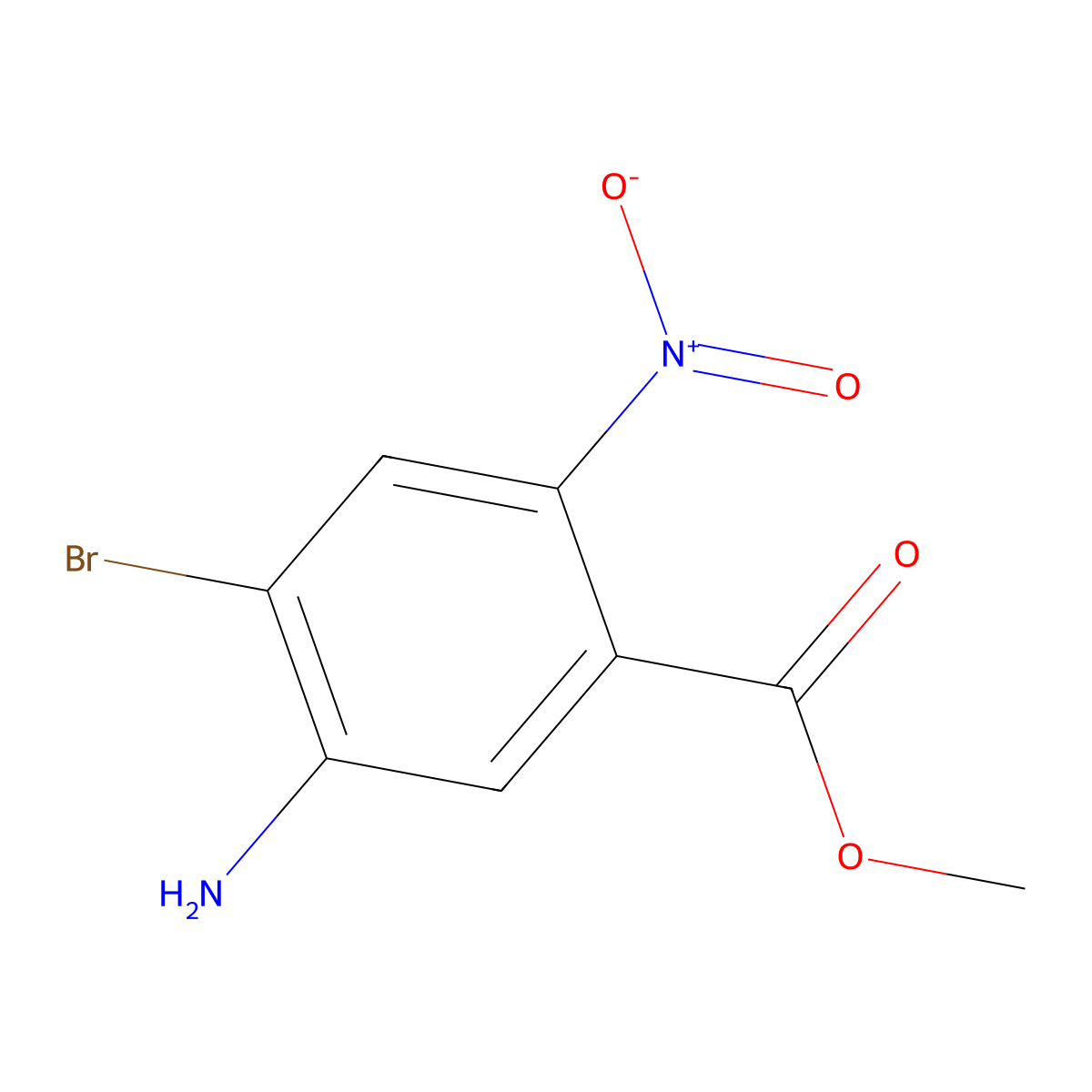 Methyl 5-amino-4-bromo-2-nitrobenzoate molecular structure, CAS 2091909-84-9