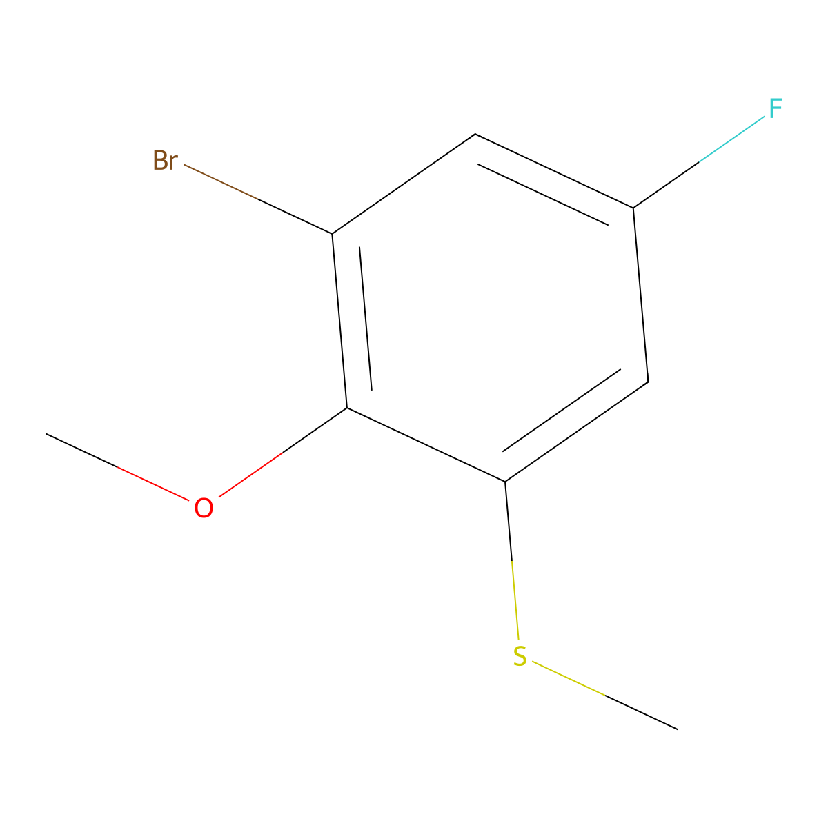 (3-Bromo-5-fluoro-2-methoxyphenyl)(methyl)sulfane molecular structure, CAS 2091914-14-4