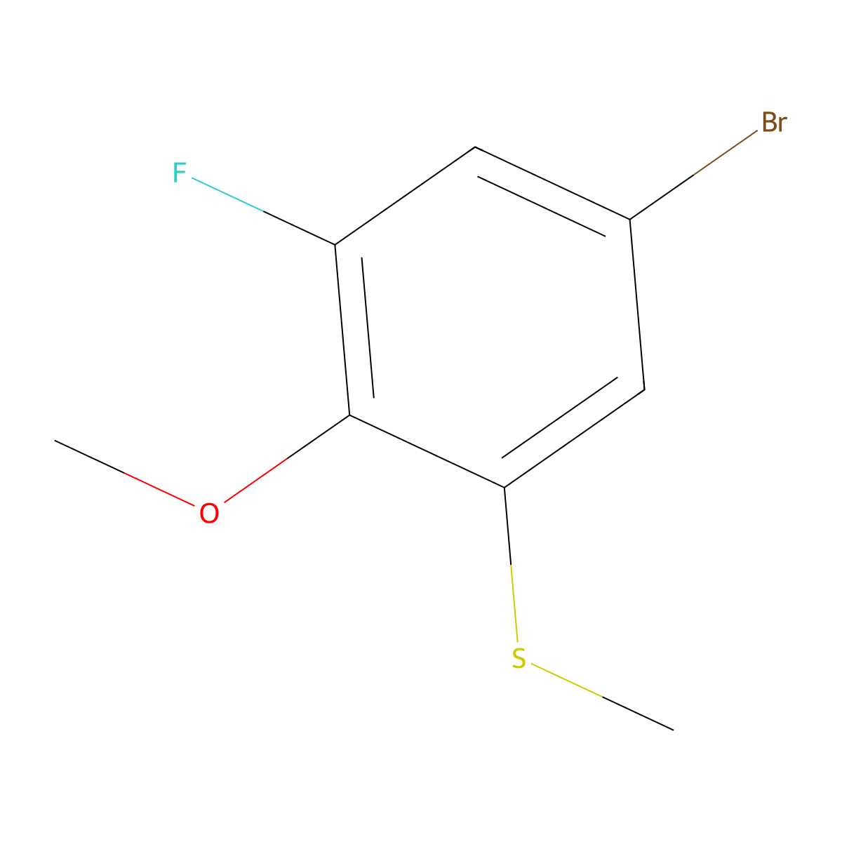 5-Bromo-1-fluoro-2-methoxy-3-(methylsulfanyl)benzene molecular structure, CAS 2091914-25-7