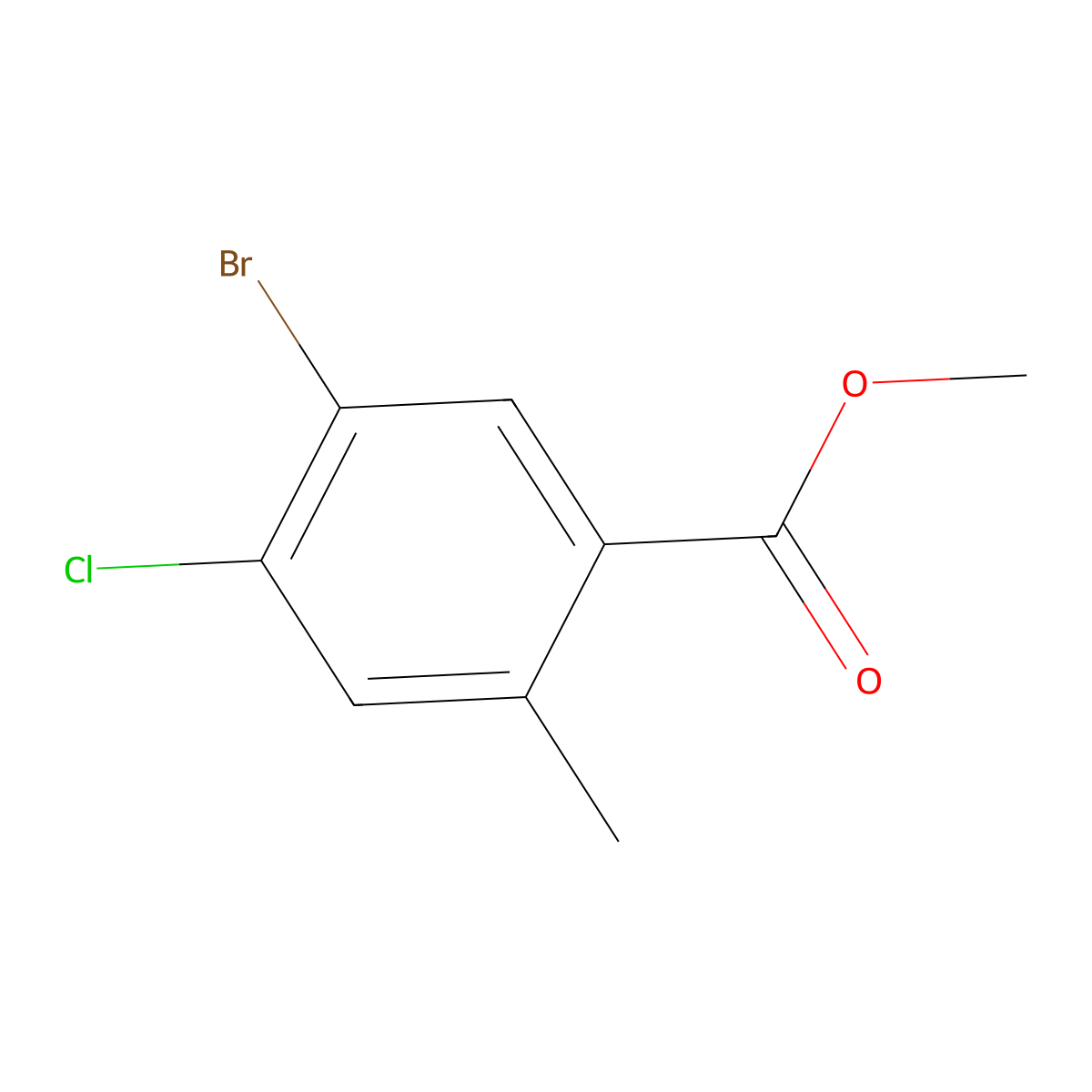 Methyl 5-bromo-4-chloro-2-methylbenzoate molecular structure, CAS 2091934-66-4