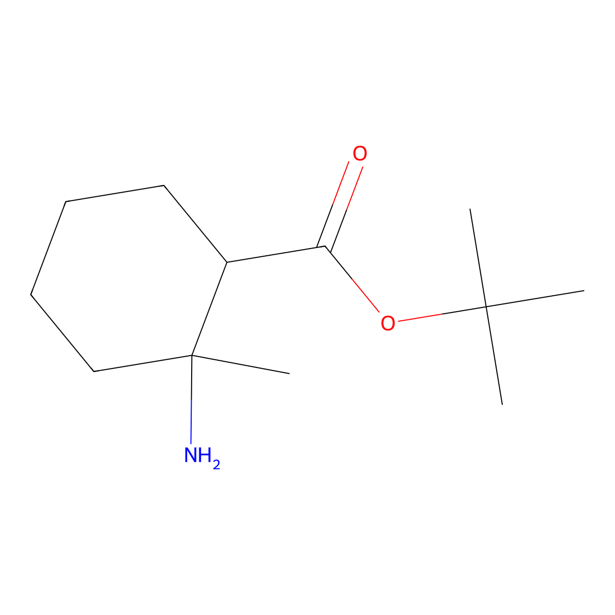 Tert-butyl 2-amino-2-methylcyclohexane-1-carboxylate molecular structure, CAS 2091938-52-0
