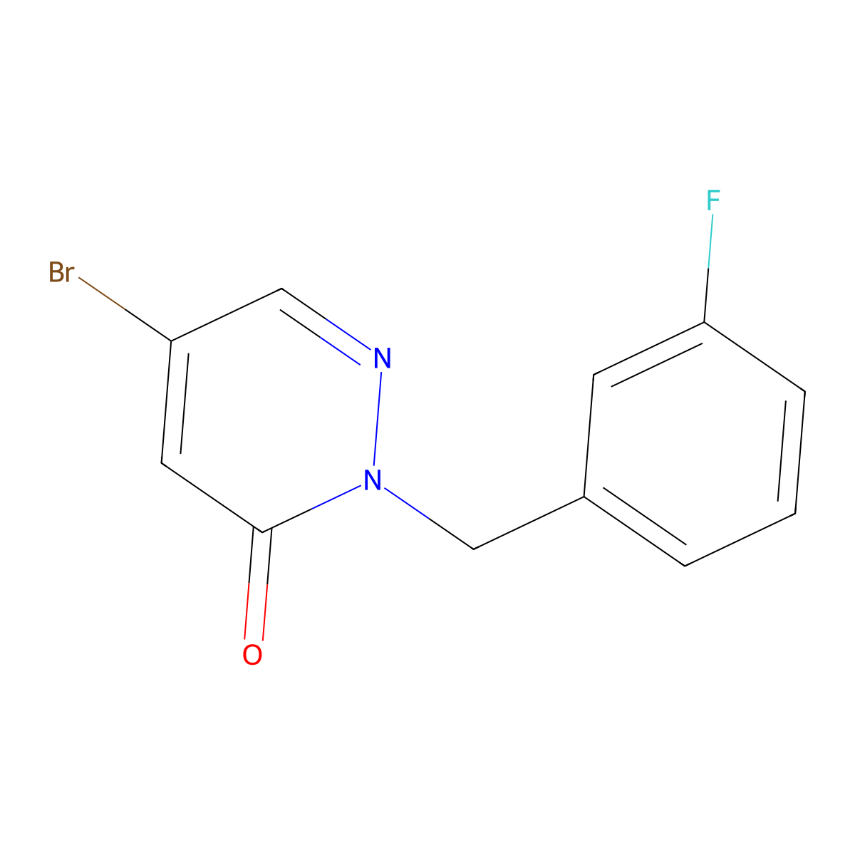 5-Bromo-2-(3-fluorobenzyl)pyridazin-3(2H)-one molecular structure, CAS 2091941-46-5