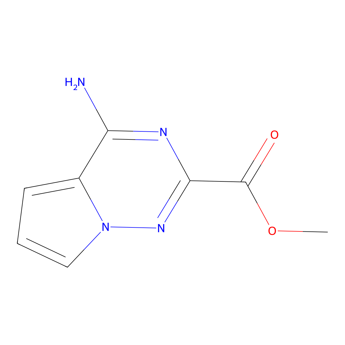 Methyl 4-aminopyrrolo[2,1-f][1,2,4]triazine-2-carboxylate molecular structure, CAS 2091941-63-6