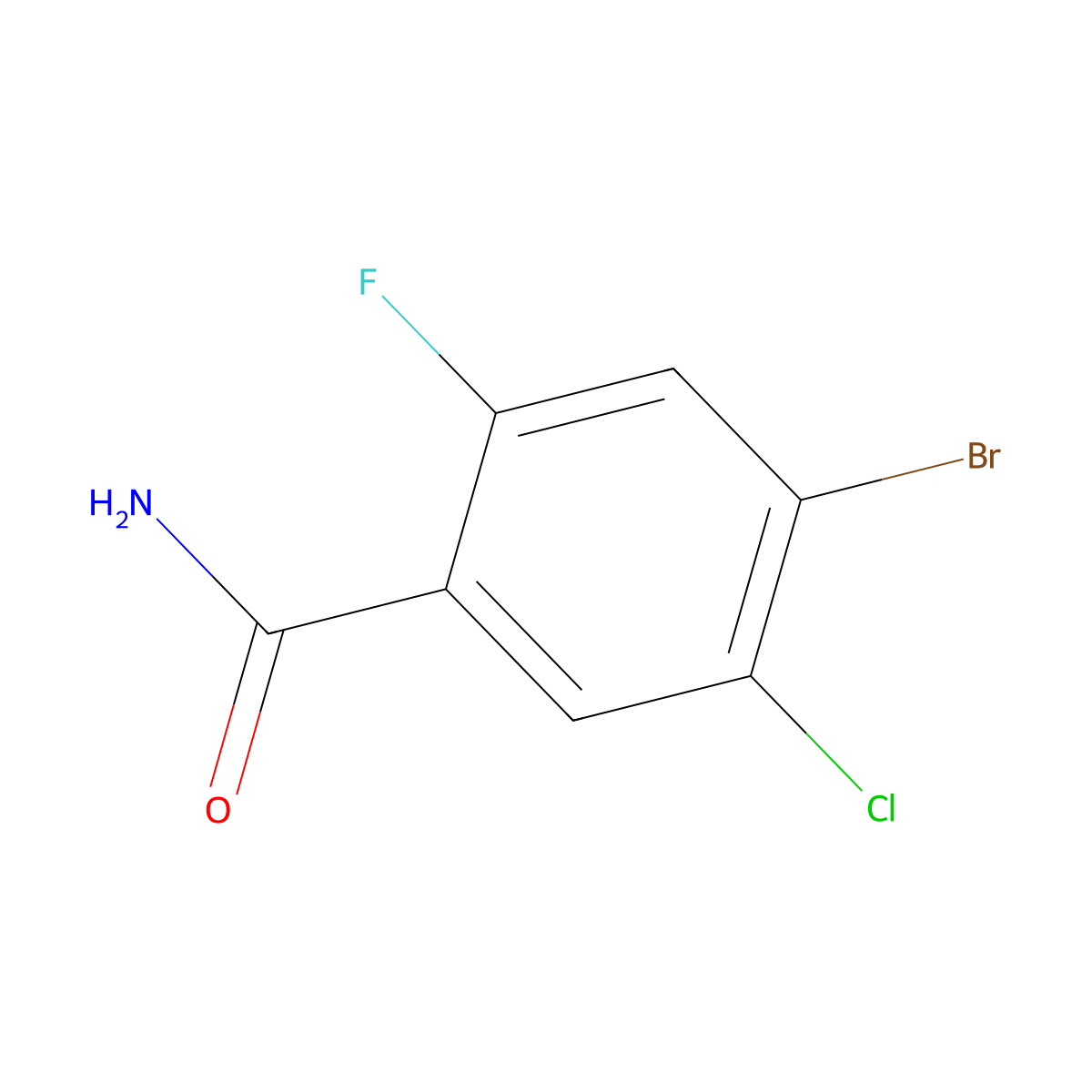 4-Bromo-5-chloro-2-fluorobenzamide molecular structure, CAS 2091949-28-7
