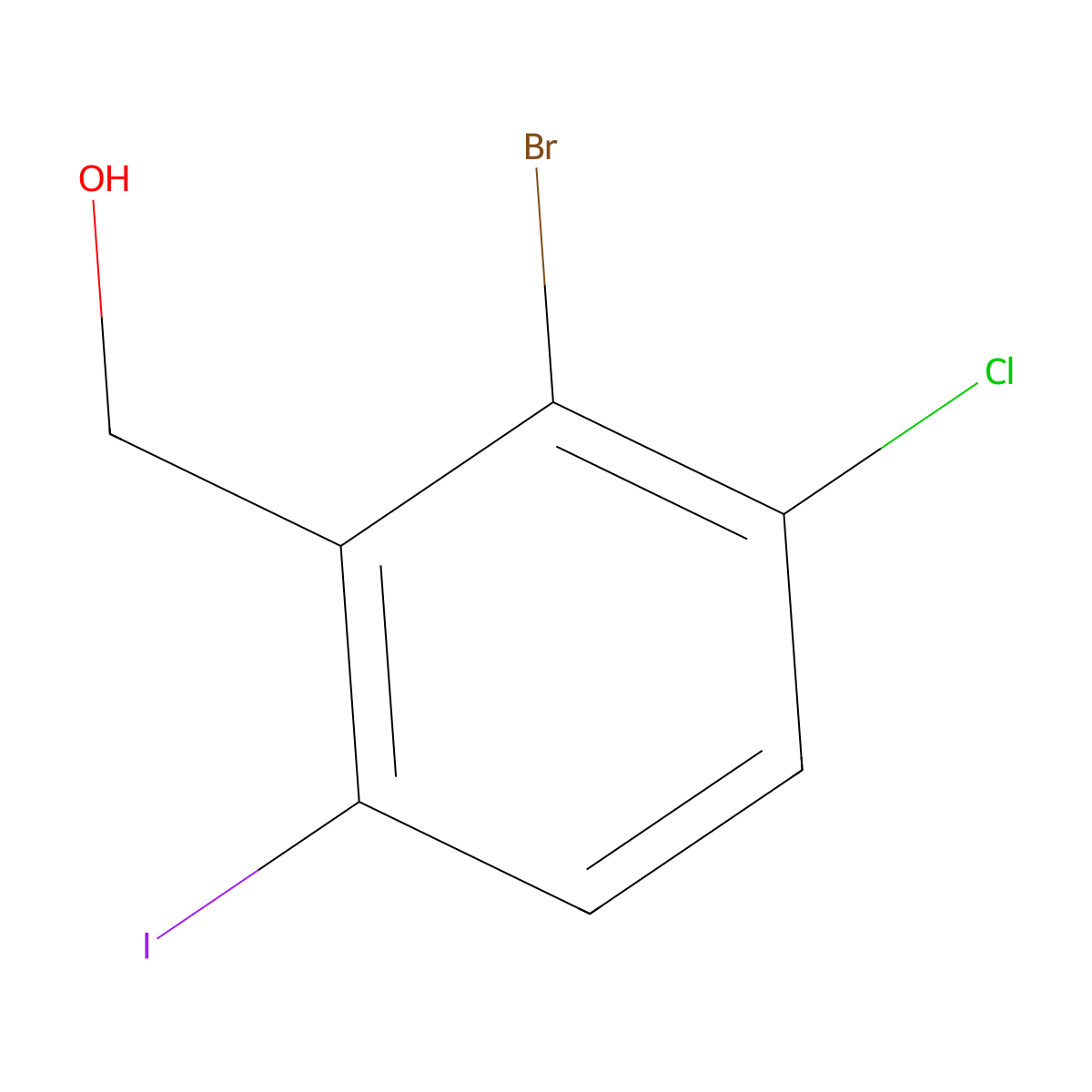 (2-Bromo-3-chloro-6-iodophenyl)methanol molecular structure, CAS 2091949-41-4