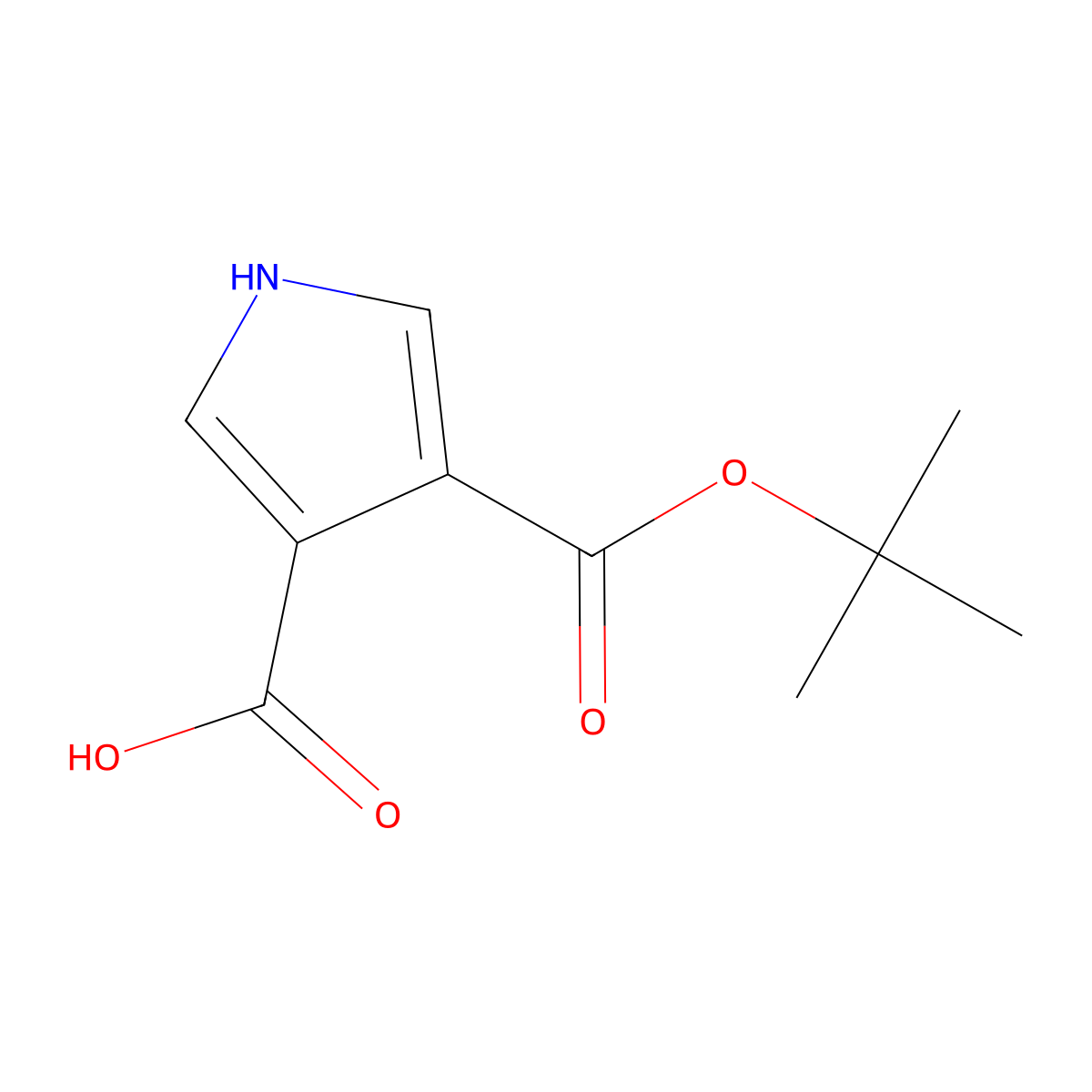 4-[(tert-butoxy)carbonyl]-1H-pyrrole-3-carboxylic acid molecular structure, CAS 2091951-27-6
