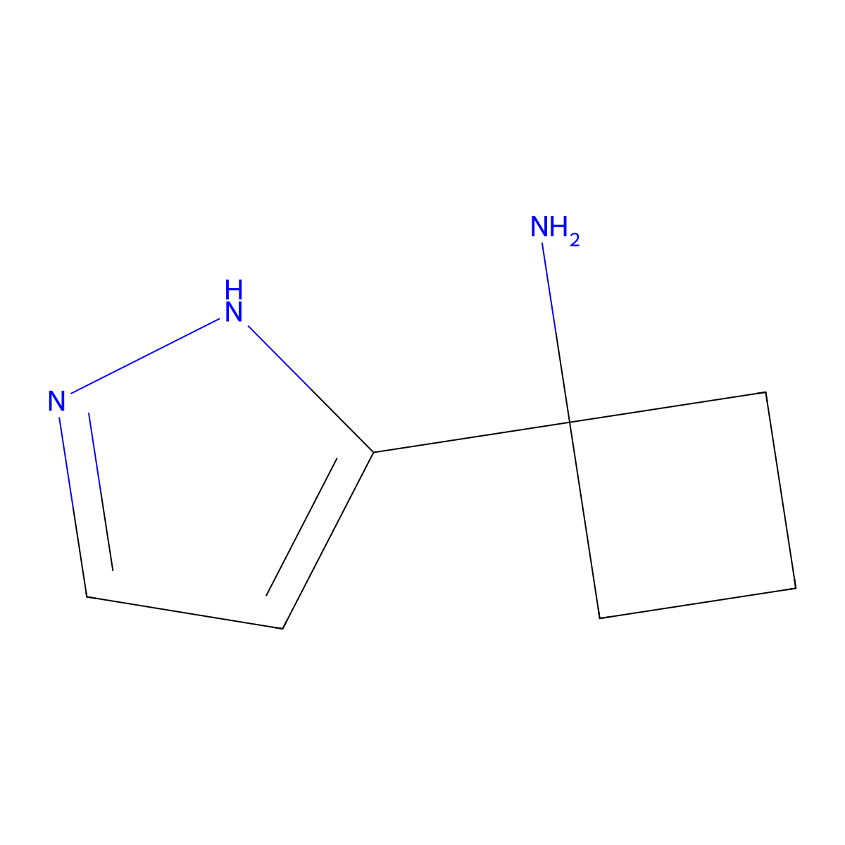 1-(1H-Pyrazol-3-yl)cyclobutan-1-amine molecular structure, CAS 2091959-56-5