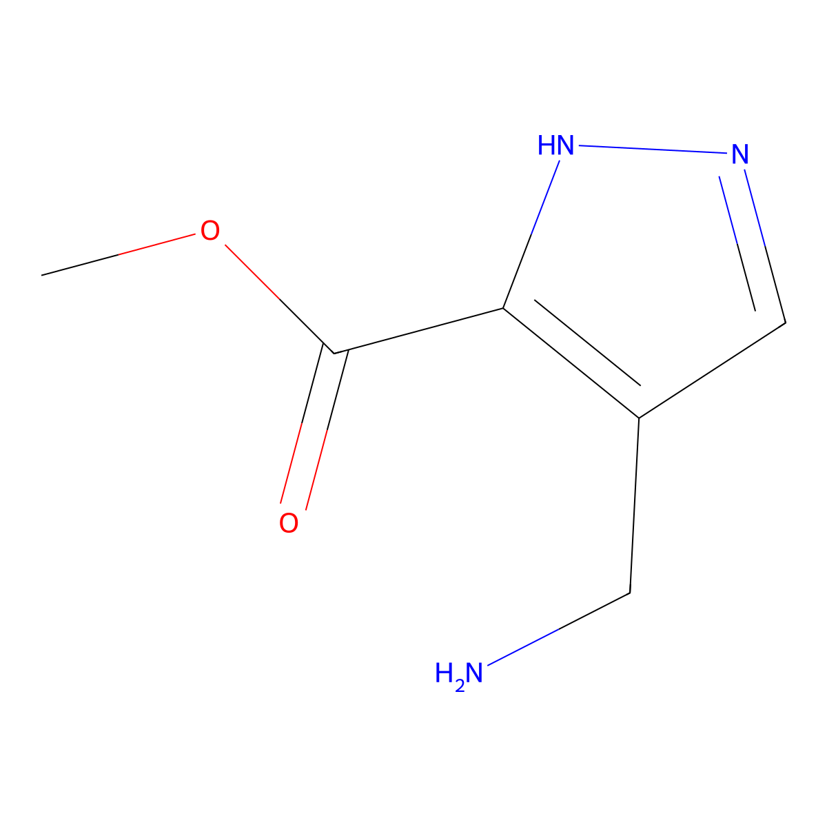 methyl 4-(aminomethyl)-1H-pyrazole-3-carboxylate molecular structure, CAS 2091964-33-7