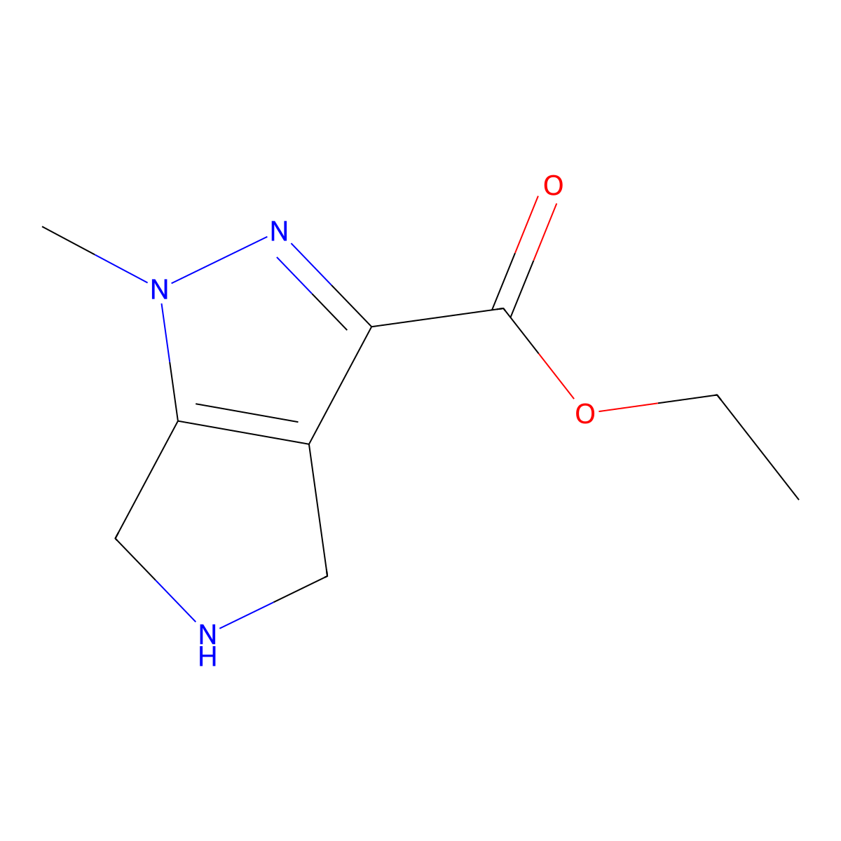 ethyl 1-methyl-1H,4H,5H,6H-pyrrolo[3,4-c]pyrazole-3-carboxylate molecular structure, CAS 2091967-90-5