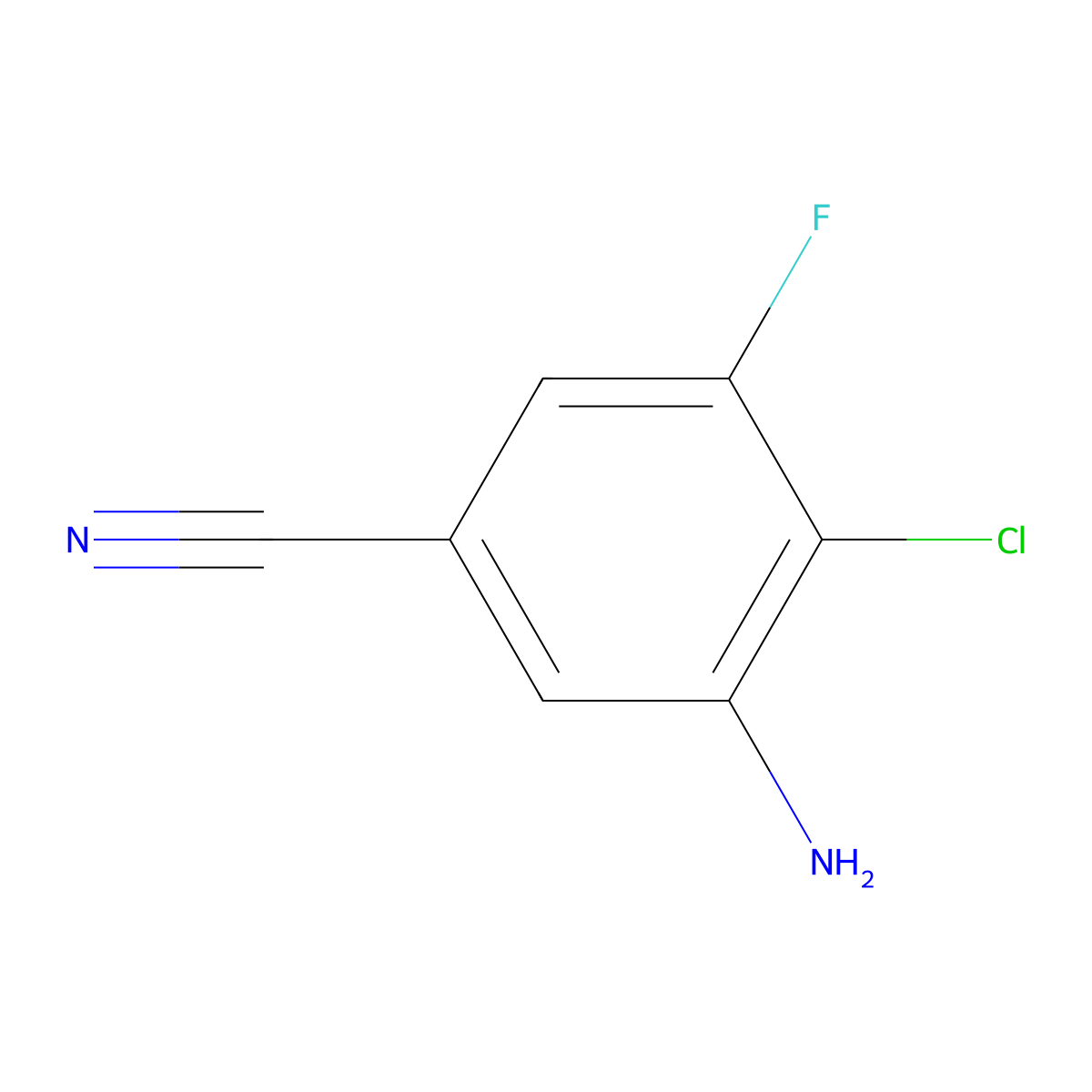 3-Amino-4-chloro-5-fluorobenzonitrile molecular structure, CAS 2091969-88-7