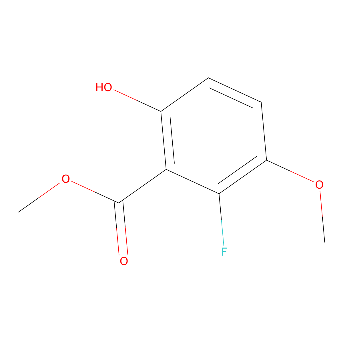 Methyl 2-fluoro-6-hydroxy-3-methoxybenzoate molecular structure, CAS 2091971-56-9