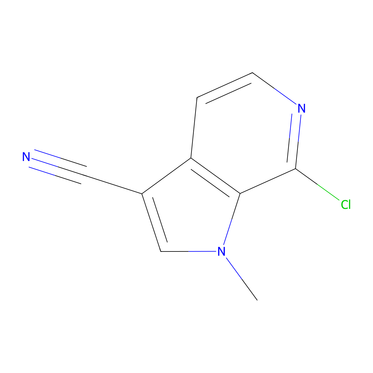 7-chloro-1-methyl-1H-pyrrolo[2,3-c]pyridine-3-carbonitrile molecular structure, CAS 2091974-44-4